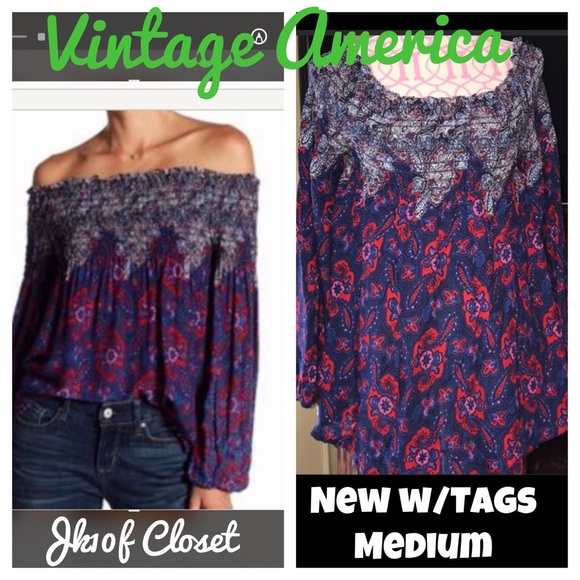 🌻NWT VINTAGE AMERICA MED PAISLEY TOP - Picture 1 of 12